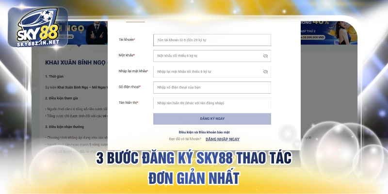 3 bước đăng ký SKY88 thao tác đơn giản nhất