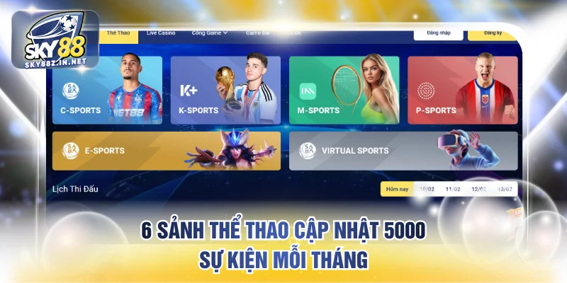 6 sảnh thể thao cập nhật 5000 sự kiện mỗi tháng
